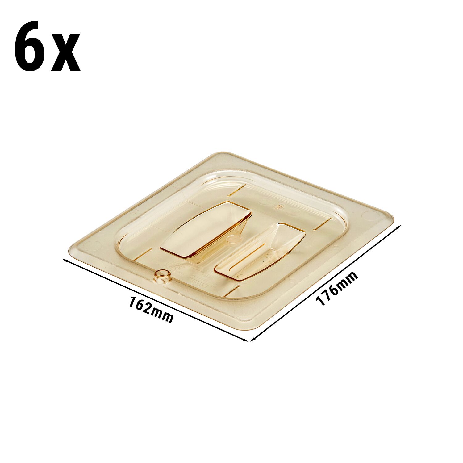 6 pièces CAMBRO | H-PAN™ - Couvercle plat GN résistant à la chaleur 1/6 - avec poignée - Ambre