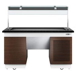 Buffet gekoeld DUBLIN - 1600mm - met gekoelde kuip & zwenkwielen - voor 4x GN 1/1
