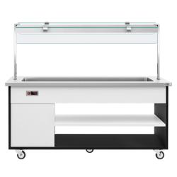 Heated Buffet Trolley DANZIG - 1900mm - for 5x GN 1/1 - Mobile - with Gantry - with Sneeze Screen