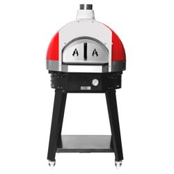 Kültéri gázos/fa tüzelésű pizzakemence - 850x920x1 670 mm - max. 400 °C - piros