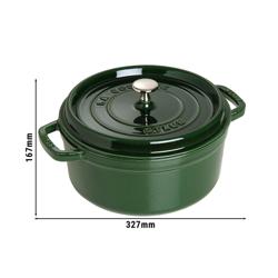 STAUB | Cocotte Round Enamelled Cast Iron Casserole Dish – Ø 260 mm – Basil Green