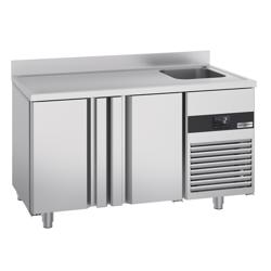 Kylmäpöytä PREMIUM - 1430x720 mm - 270 l - 2 ovea - 1 allasta - Takakoroke