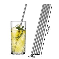 (50 pcs) Stainless Steel Straws - 200mm - ø 8mm - straight