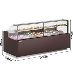 Gebaksvitrine RIGA - 2620x990mm - 275 liter - met 4 deuren - met 2 legroosters