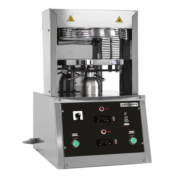 Pizzadeegpers - professioneel - voor pizzabodems Ø 450mm - deeggewicht 100-500g - met verwarmde platen - max 160°C - met timer