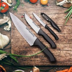 Coltello cucina PREMIUM - con borsa arrotolabile - incl. Sparschäler - Lama: 190mm - acciaio inox
