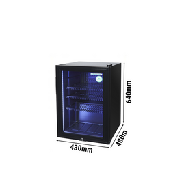 GASTRO-COOL | Minibar koelkast - 430mm - 62 liter - met 1 glazen deur - Zwart