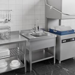 Plonge en inox PREMIUM - 800x700mm - avec étagère basse - 1 bac au centre