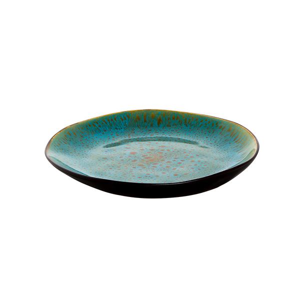 (6 pcs) LOTUS - Assiette - Grès - Ø205mm - Turquoise / Noir
