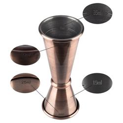 (6 uds) Jigger doble - acero inoxidable - Cobre antiguo - 2,5cl y 5cl - con marcas de llenado 1,5cl y 3,5cl