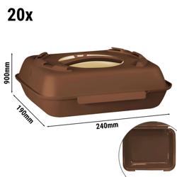 (20 stuks) Menuboxen - 600 ml - ongedeeld - Donkerbruin/Bruin
