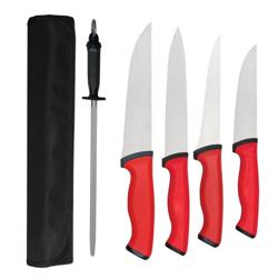 Knivset PROFESSIONAL - med knivrulle - Blad: 125/190/180/145 mm - rostfritt stål