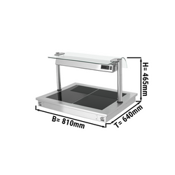 Plaque chauffante encastrable - 0,8m - 2x GN 1/1 - avec protection hygiénique en verre
