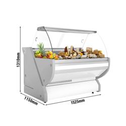 Koeltoonbank Tuva - 1525x1150mm - 300 liter - kleur wit - gebogen ruit - granitend werkblad
