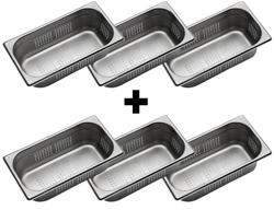 (6 bucăți) Container GN din oțel inoxidabil 1/3 - perforat - înălțime: 100 mm