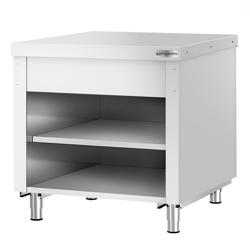 Szafka robocza ze stali nierdzewnej - 910x700mm - z model otwarty, z półką pośrednią i półką dolną