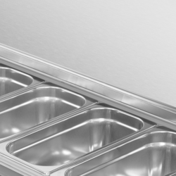 میز یخچالی آماده سازی - 1468*700 میلیمتر - دو درب 6xGN 1/3 ویترین استیل
