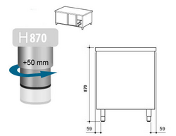 Armoire de travail en acier inoxydable PREMIUM - 1600 mm - avec passe-plat        
