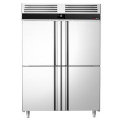 Upright Freezer Stainless steel PREMIUM - GN 2/1 - 1400L - with 4 half doors