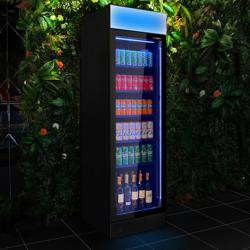 Frigorífico para bebidas - 345 litros - sem moldura - com 1 porta de vidro e luz LED colorida