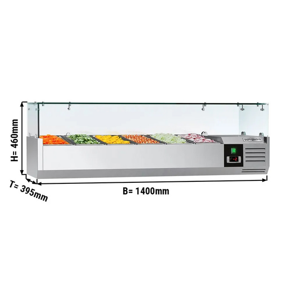  Soğutmalı  Vitrin  PREMIUM - 1400x395mm - 6x GN 1/3