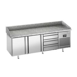 Pizzawerkbank PREMIUM PLUS - 1980x1139mm - met granieten werkblad - met 2 deuren & 3 laden