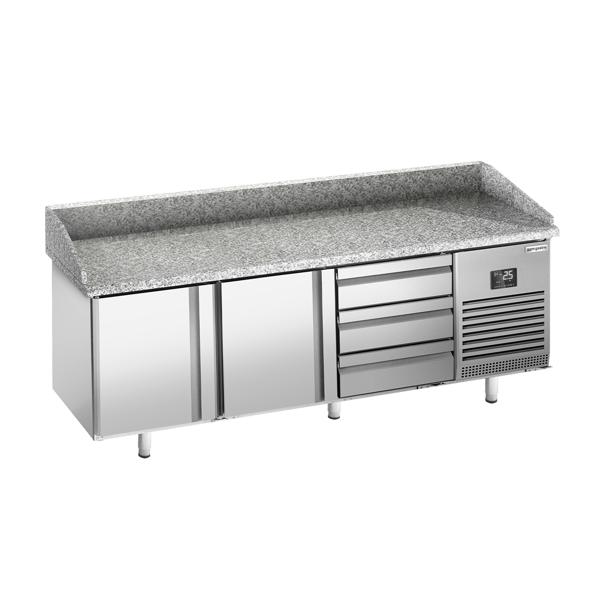 Pizzawerkbank PREMIUM PLUS - 1980x1139mm - met granieten werkblad - met 2 deuren & 3 laden