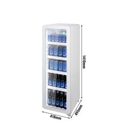 GASTRO-COOL | Vitrină frigorifică pentru băuturi - 418 mm - 140 litri - îngust - cu 1 ușă din sticlă batantă - temperatură 0/+10 °C - alb