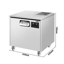 Asciuga lucida posate - 600 Watt - con lampada UV-C - su ruote - incl. riempimento con 1 sacchi di tutolo di mais