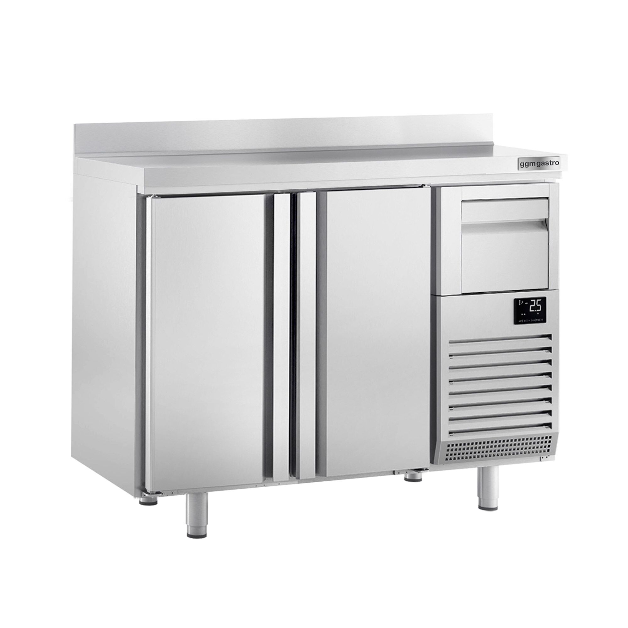 Arrière-bar réfrigéré professionnel  Premium PLUS - 1470 x 600 mm - avec 2 portes, dosseret et tiroir à marc de café