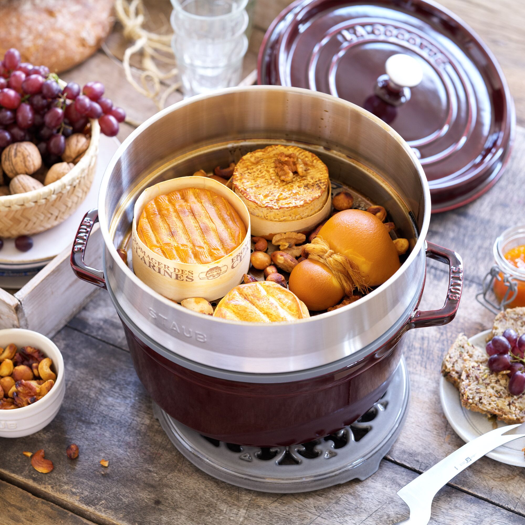STAUB | LA COCOTTE - Cocotte avec insert vapeur - Ø 260mm - Fonte - Grenadine-Rouge	