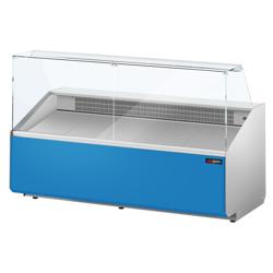 Banco gastronomia professionale ALMA - 2506x979mm - Statica - 512 L - Vetro dritto - Colore Dunkelgrau - Pannello frontale Hellblau
