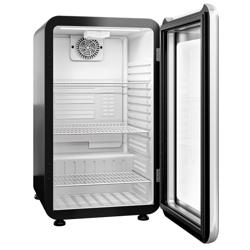 Frigider mini bar - 113 litri - cu 1 ușă de sticlă - negru / argintiu