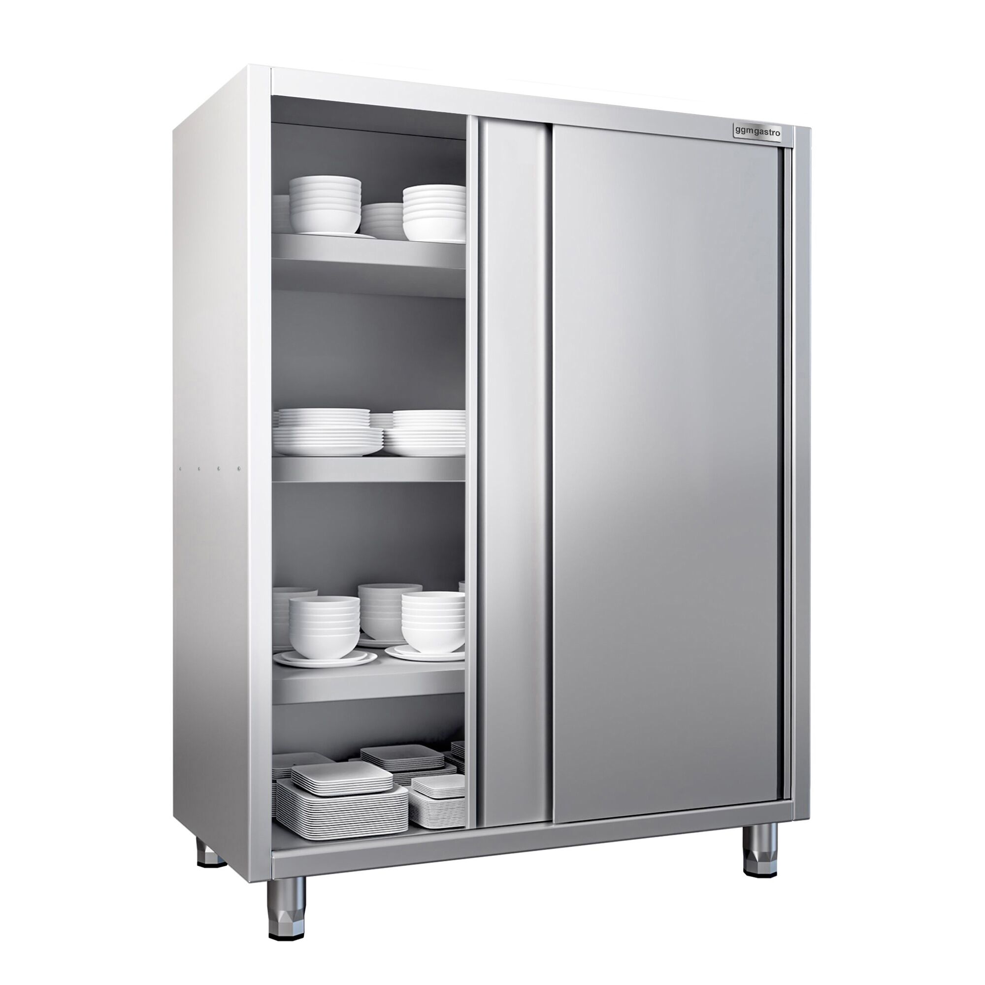 Armoire haute en inox PREMIUM - 1400x700mm - 2 portes coulissantes - Hauteur: 1800mm