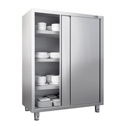 Armadio per stoviglie in acciaio inox PREMIUM - 1400x700mm - 2 porte scorrevoli - Altezza: 1800mm