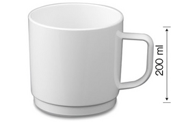 Taza de té / café de policarbonato, blanco - 200ml 