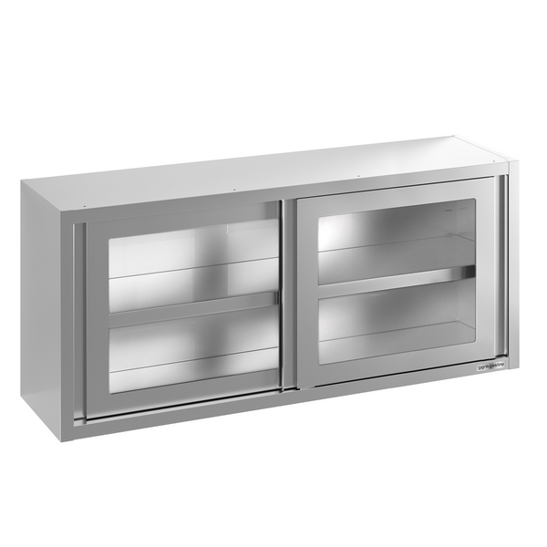 کابینت دیواری استیل - 1400*400 میلیمتر - درب کشویی شیشه ای - 650 میلیمتر ارتفاع