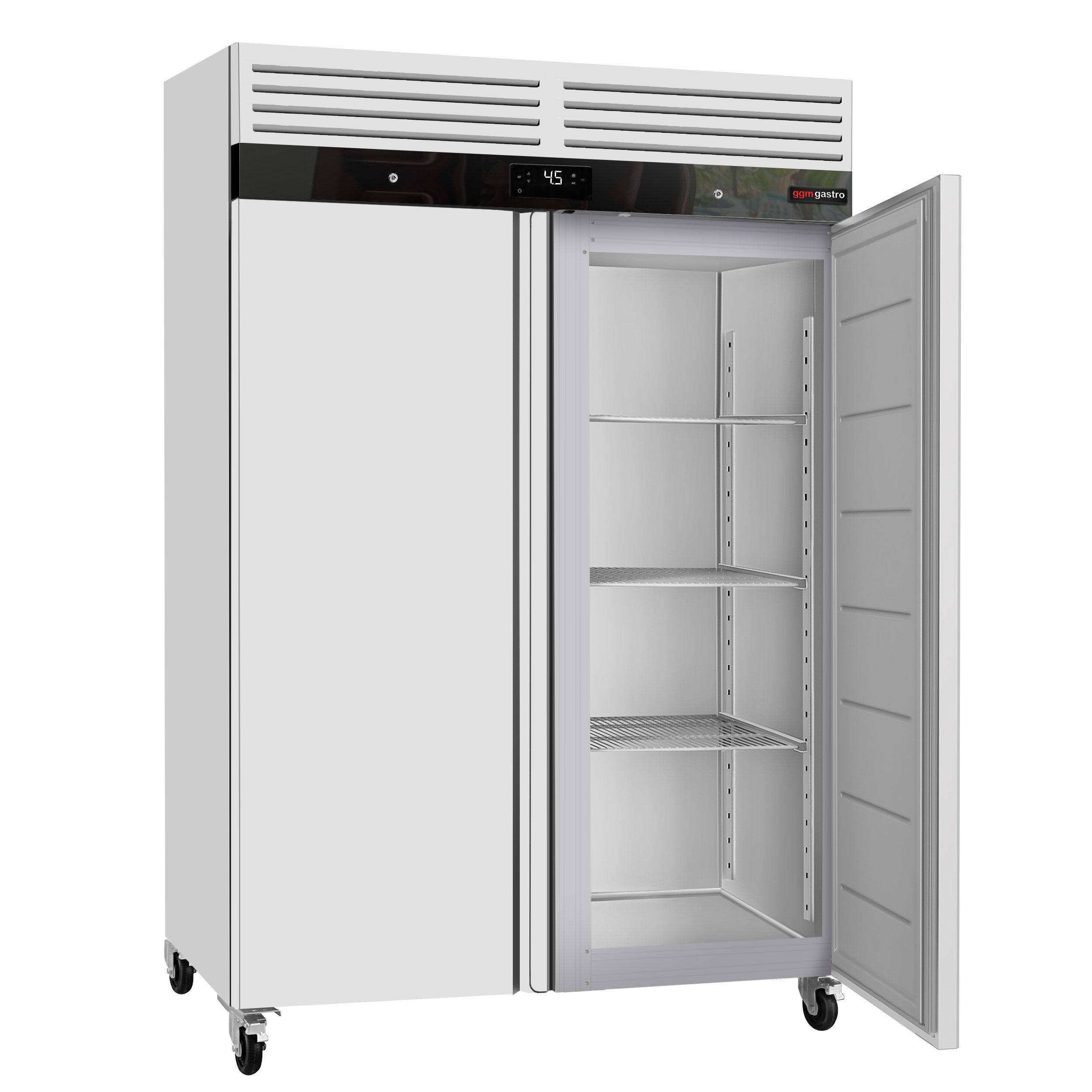 Armoire réfrigérée positive en acier inoxydable ECO – GN 2/1 – 1400 litres – avec 2 portes en inox – intérieur de la porte en plastique