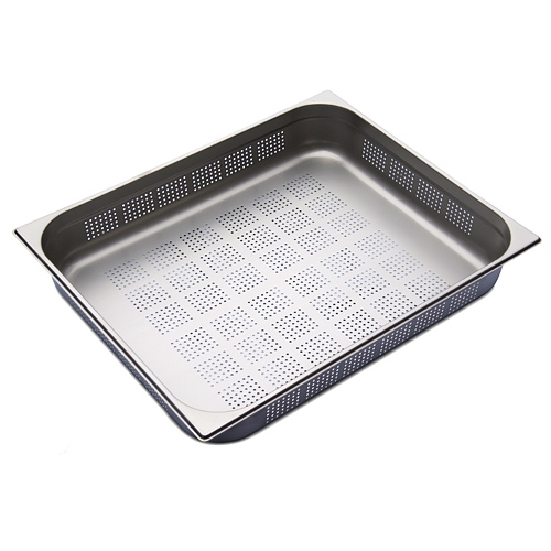 Paslanmaz çelik GN 2/1 Küvet - Delikli - Yükseklik:100 mm