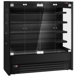 Commercial multideck display fridge - 1960mm - with 4 hinged glass doors & 4 shelves - Black