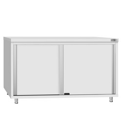 Paslanmaz Çelik Dolaplı Çalışma Tezgahı ECO -1400x600mm  - Sürgü Kapılı