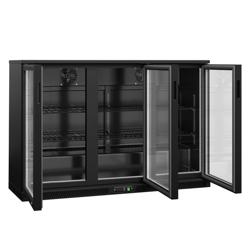 Barkoelkast - 1350mm - 320Liter - met 3 glazen deuren - Zwart