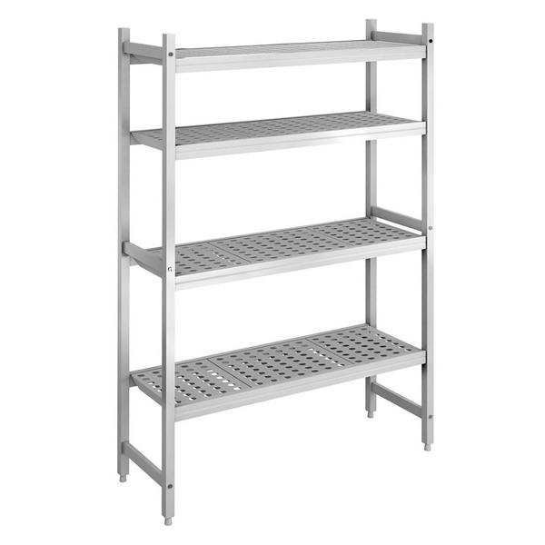 Aluminium/kunststof stelling - 1066x1685mm - Diepte: 360mm - met 4 schappen - Draagvermogen totaal: 450kg