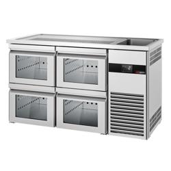 Arrière‑bar réfrigéré PREMIUM - 1550x700mm - 4 tiroirs vitrés