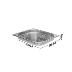 Paslanmaz çelik GN 1/2 Küvet - Delikli - Yükseklik: 20 mm
