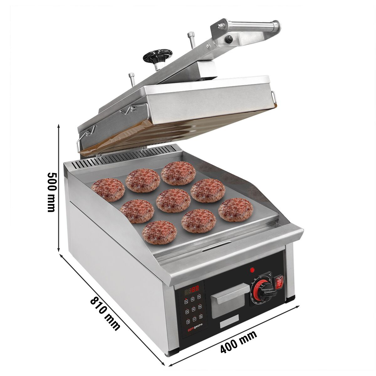 Highspeed Klämgrill | Hamburgergrill - 6,2 kW - Automatisk - Digital display