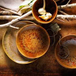 (6 unid) Taça - RUSTIQUE - steinzeug - redonda - Ø 150mm - Castanho