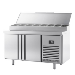 Bakkerij voorbereiding koeltafel - met 2 deuren - Vakafmeting EN - Roestvrijstalen opzetstuk 9x 1/4 GN