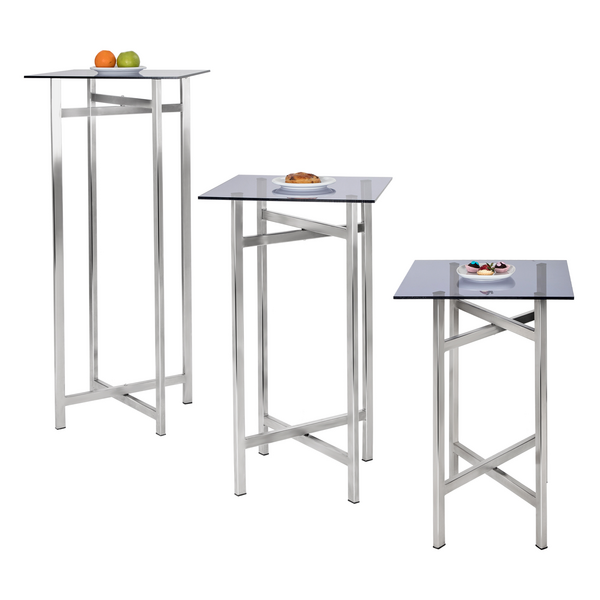 (3 piese) Set de mese laterale/cafea - înălțime pliabilă - 70, 90 și 120 cm
