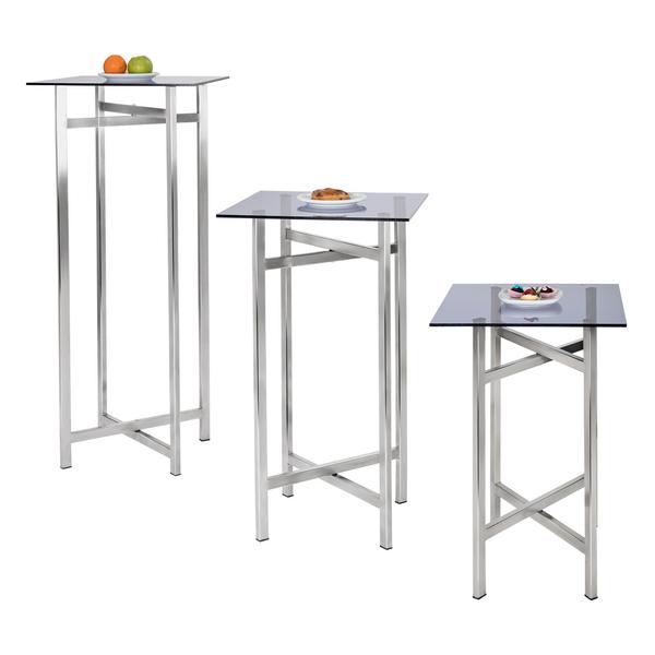 (3 stuks) Bijzettafel-/ koffietafelset - inklapbaar Hoogte: 700, 900 & 1200mm